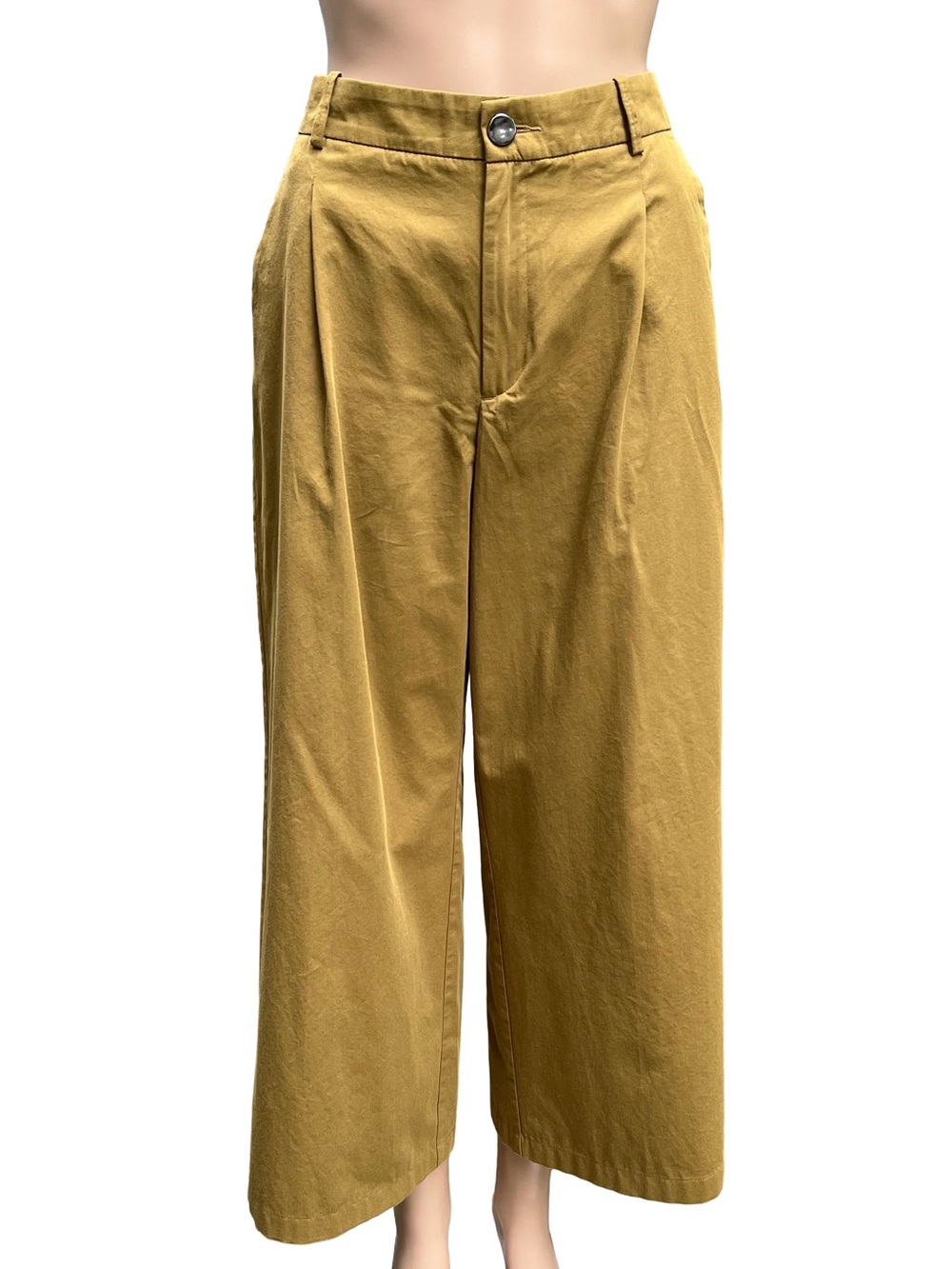 Zara Pleated Wide Leg Trousers S Olive